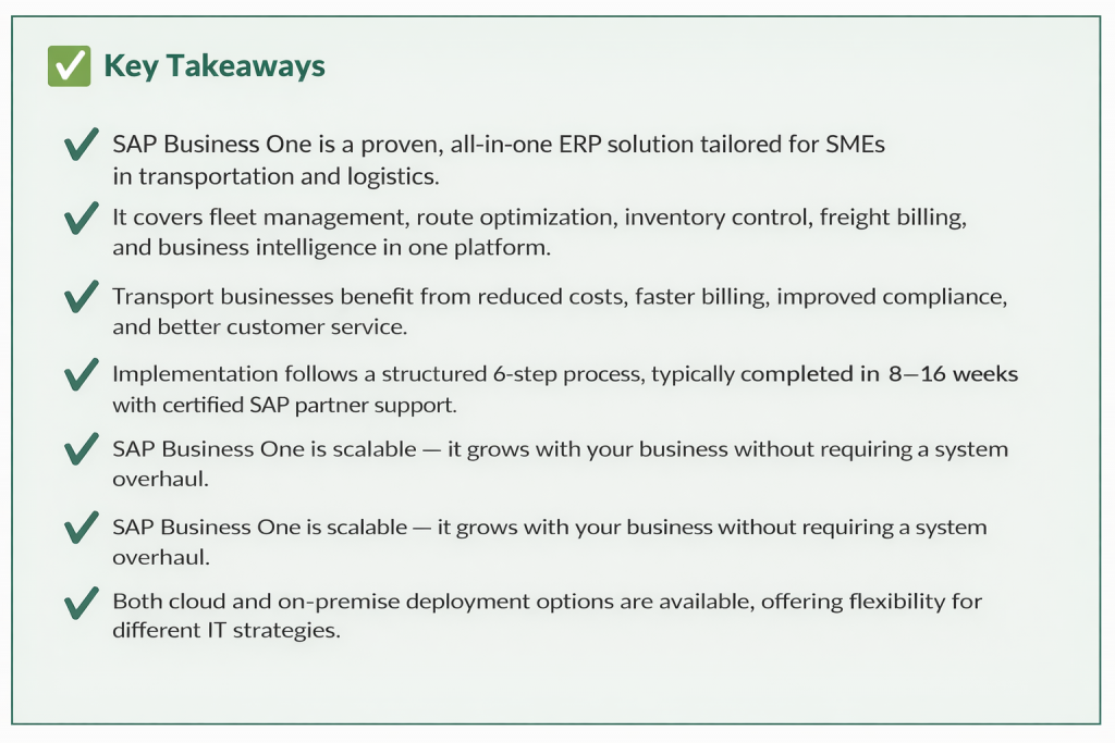 SAP Business One for Transportation Management